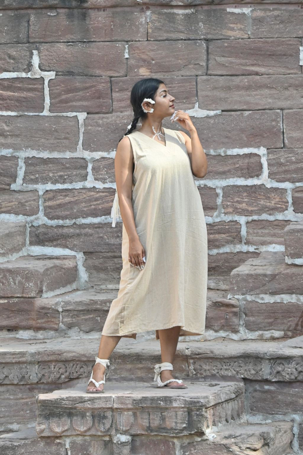 SLEEVELESS DRESS - NATURAL