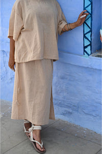 SIDE-SPLIT SKIRT - NATURAL