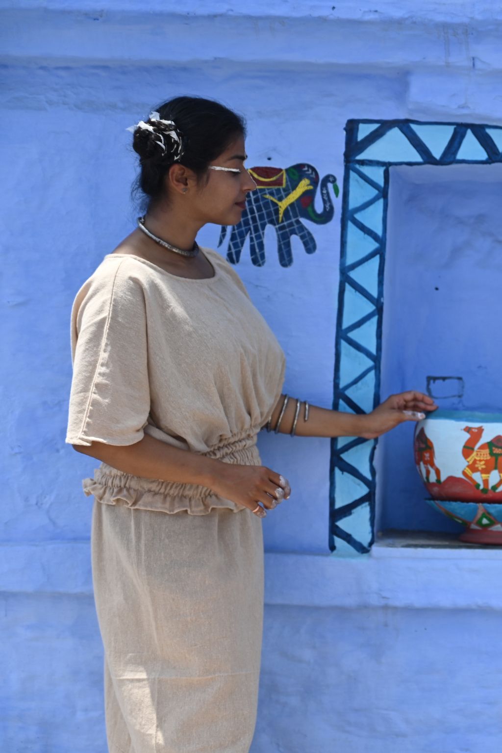SMOCK TOP - NATURAL