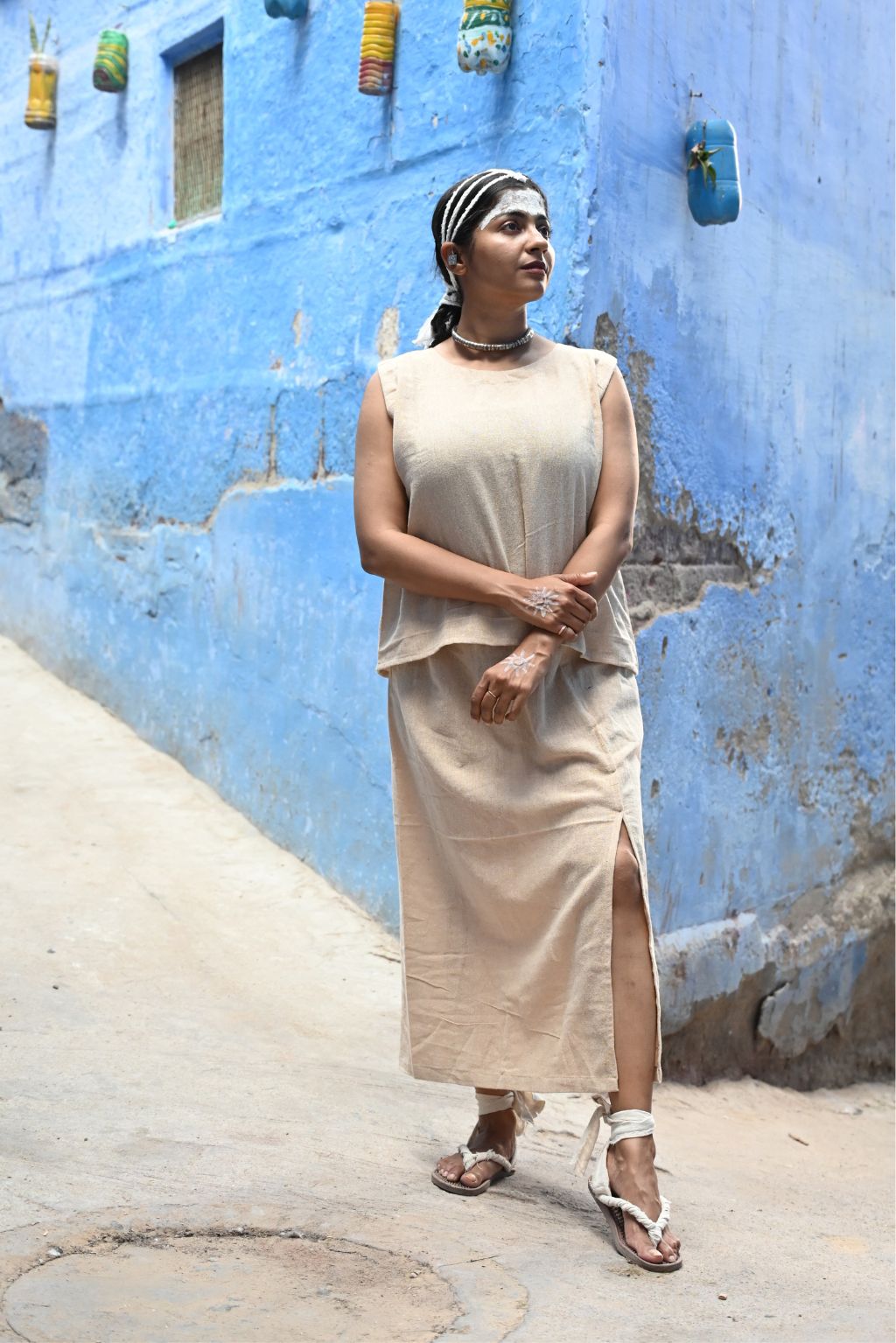 SIDE-SPLIT SKIRT - NATURAL