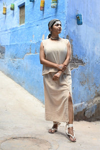 SIDE-SPLIT SKIRT - NATURAL