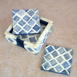 BONE INLAY COASTERS AND BOX - OMBRE