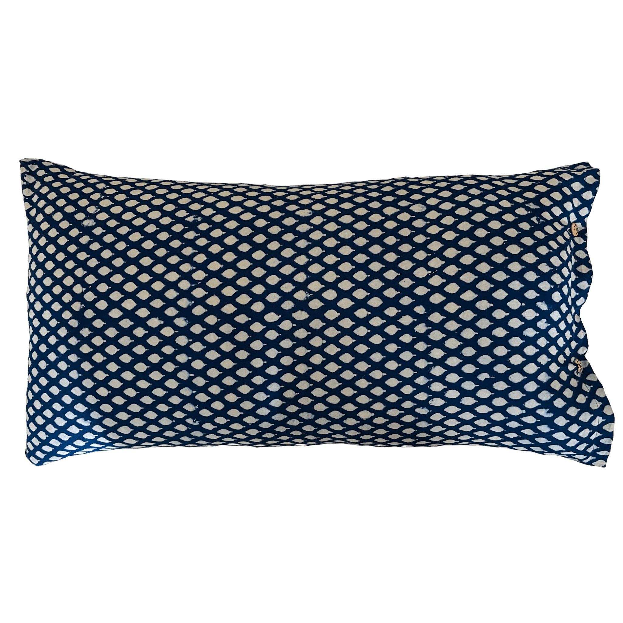 Block printed raw cotton lumbar cushion cover 50 x 90