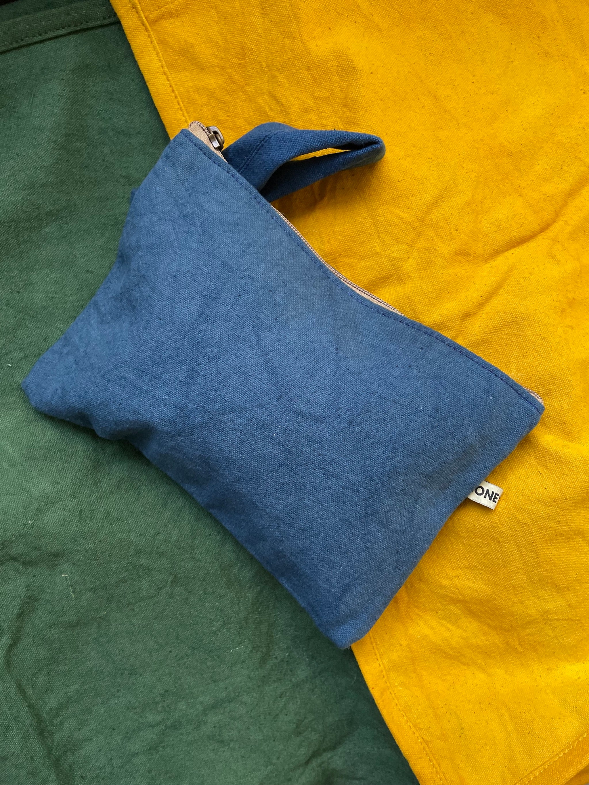 Plant dyed canvas clutch - indigo