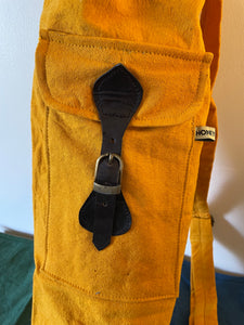 Plant dyed canvas yoga mat bag - golden