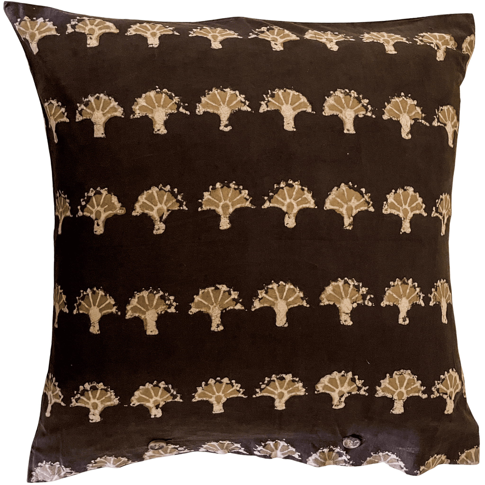 Block printed 50 x 50 cushion cover - caramel chocolate