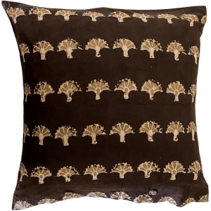 Block printed 50 x 50 cushion cover - caramel chocolate