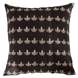 Block printed European cushion cover - caramel chocolate