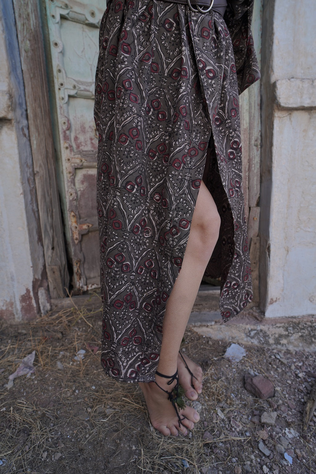 Block Print Robe - Chocolate