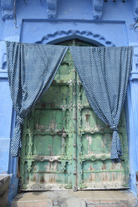 Raw cotton curtain - blue