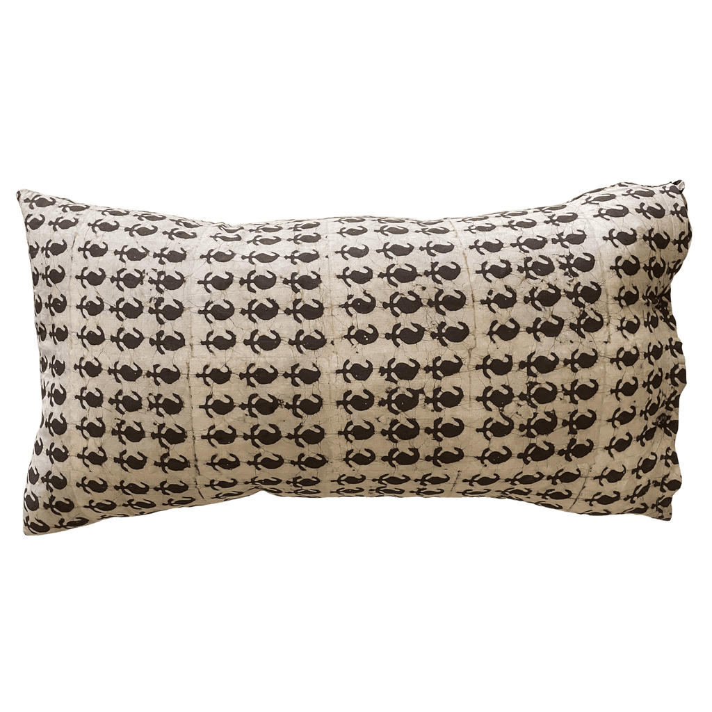 Block printed chilli lumbar cushion cover 50 x 90